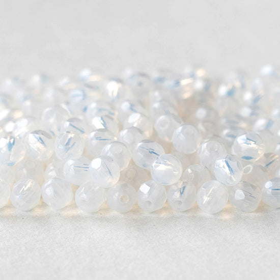 Load image into Gallery viewer, 4mm Round Firepolished Beads - Opaline - 50 beads
