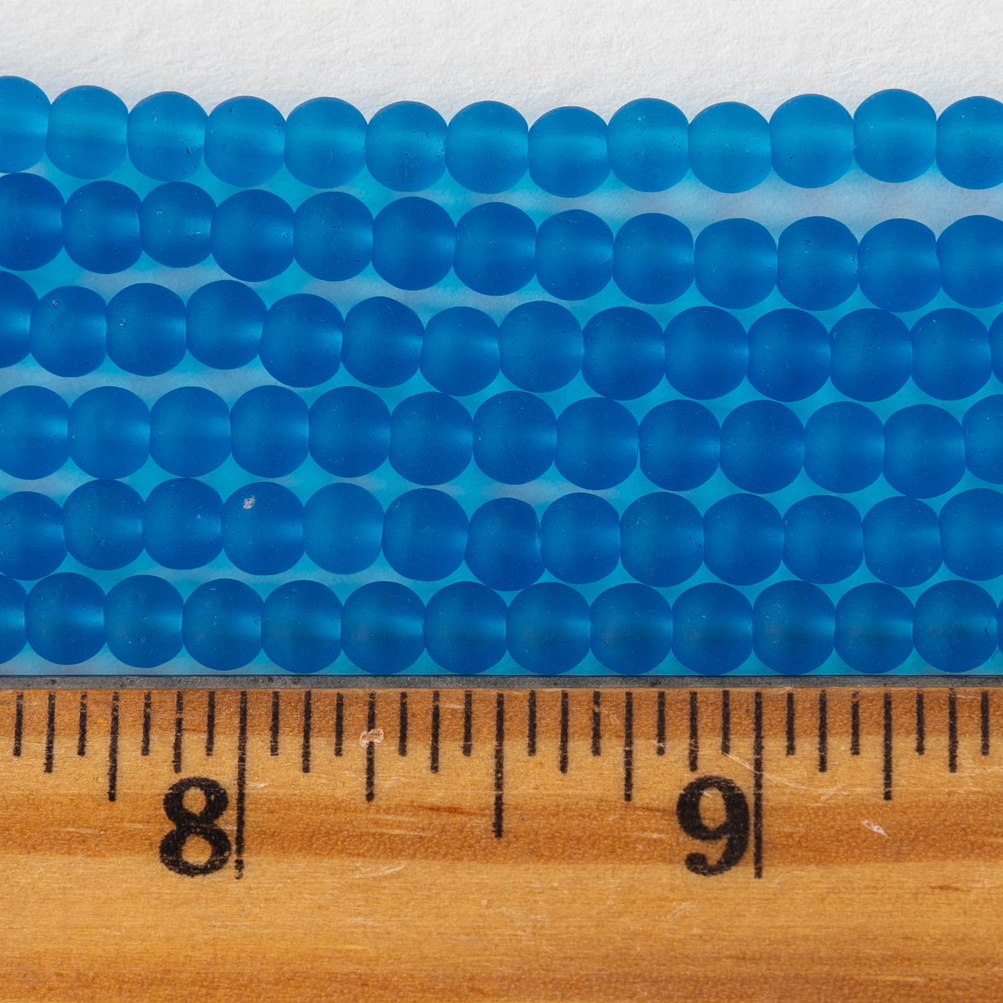 5mm Frosted Glass Rounds - Pacific Blue - 16 Inches