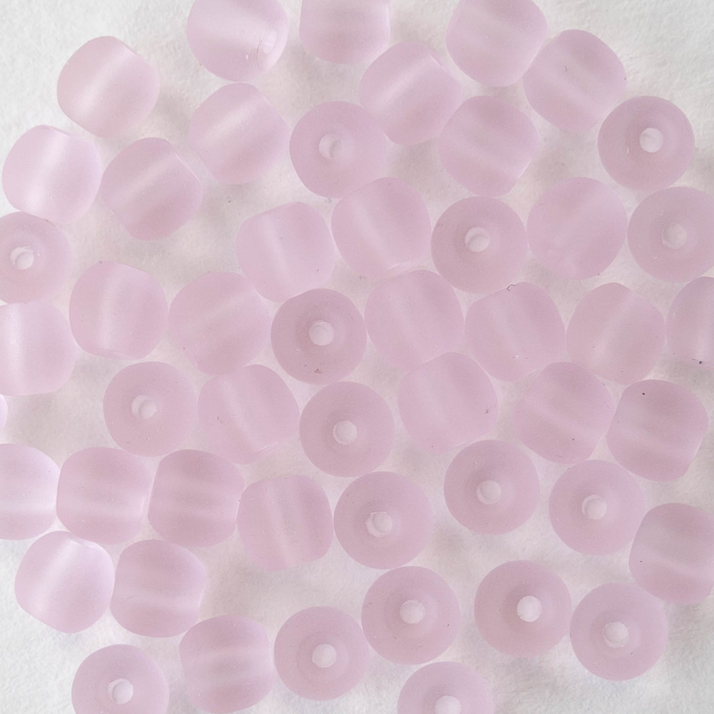 5mm Frosted Glass Rounds - Pink - 16 Inches