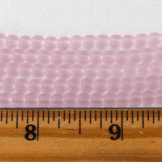 5mm Frosted Glass Rounds - Pink - 16 Inches