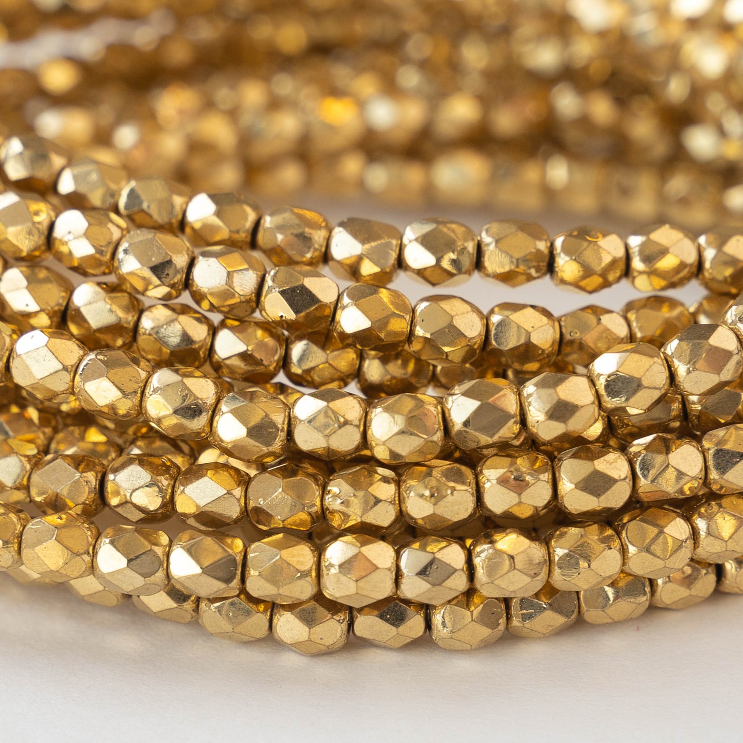 4mm Round Beads - Shiny Gold - 50 beads