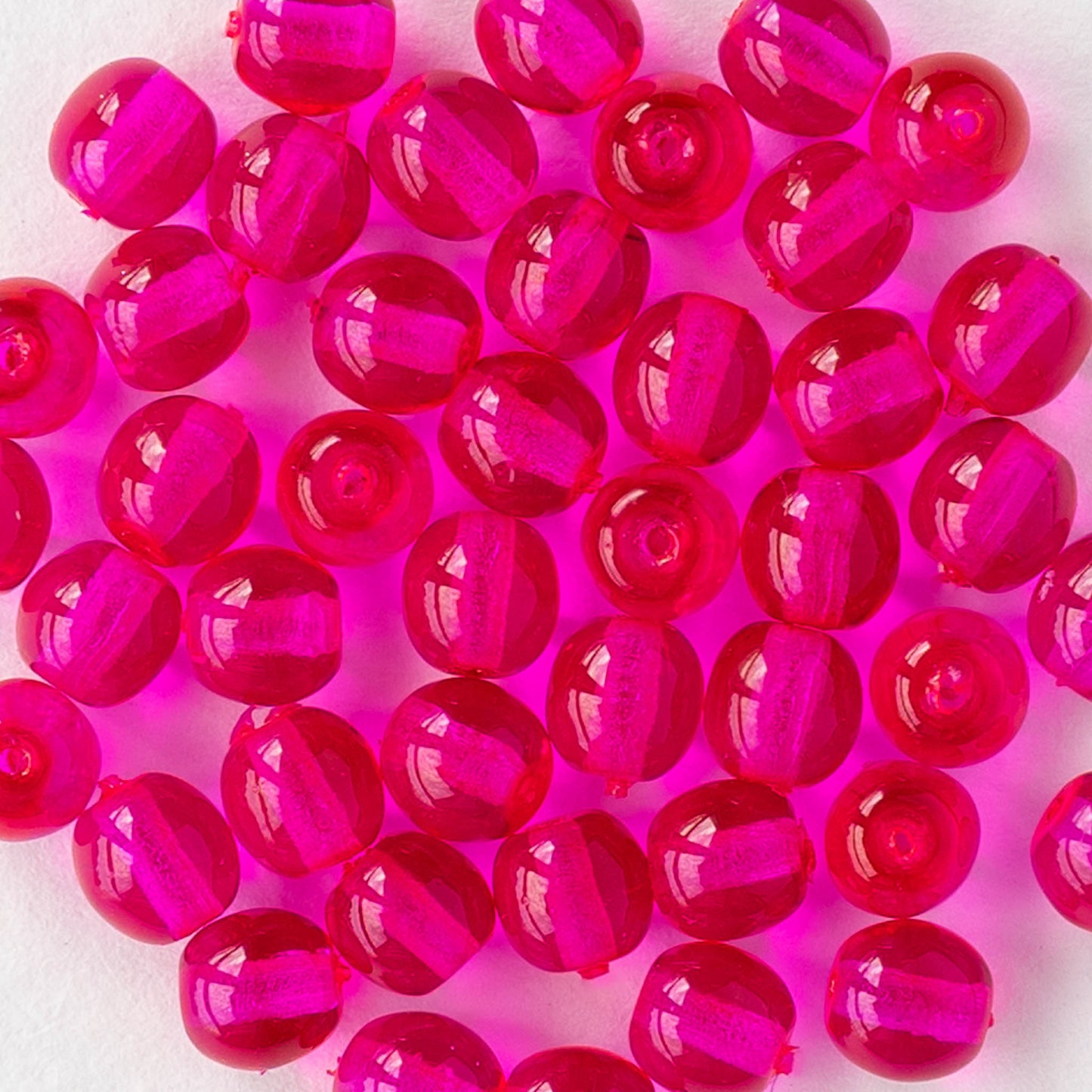 4mm Round Glass Beads - Hot Pink - 100 beads