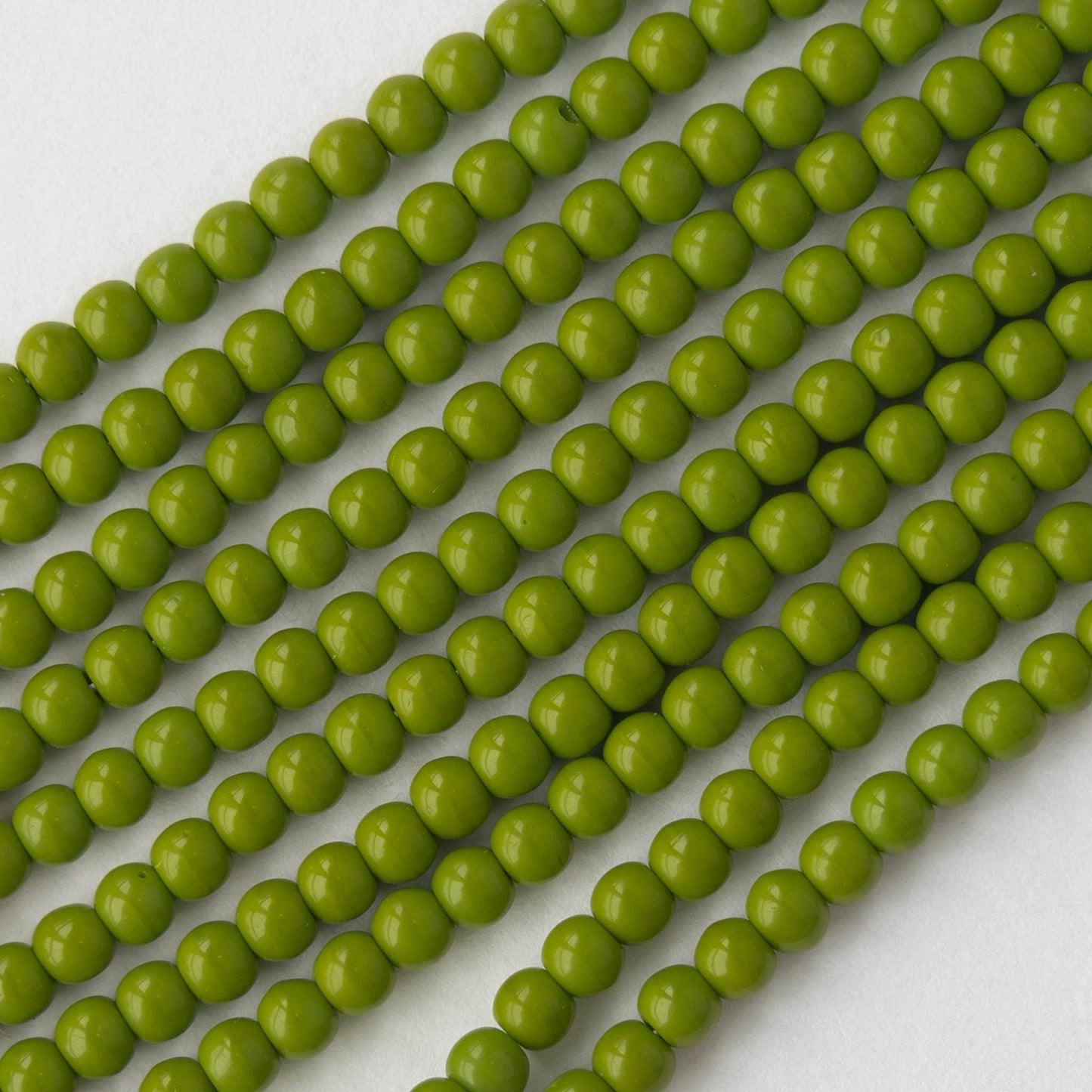 4mm Round Glass Beads - Opaque Lime Green - 120