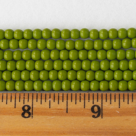 4mm Round Glass Beads - Opaque Lime Green - 120