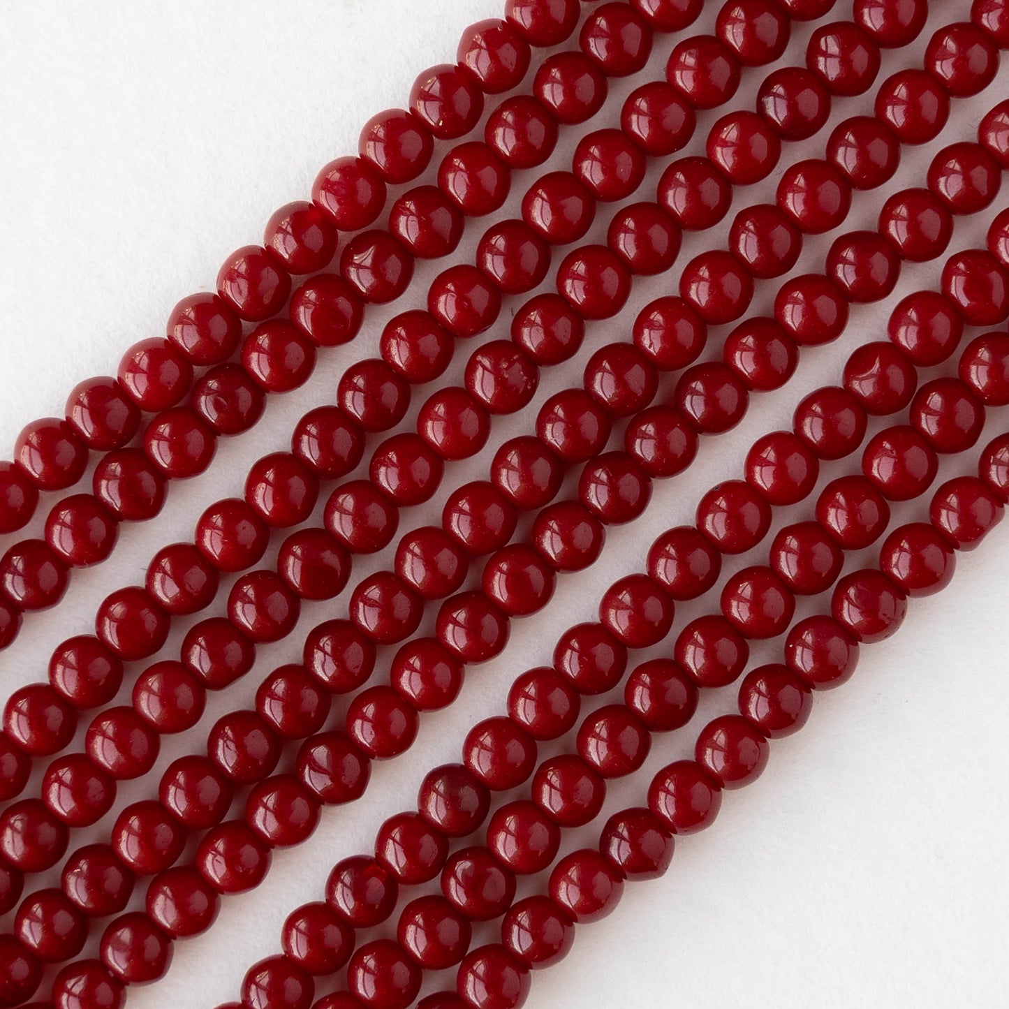 4mm Round Glass Beads - Opaque Dark Red - 50 or 100 Beads