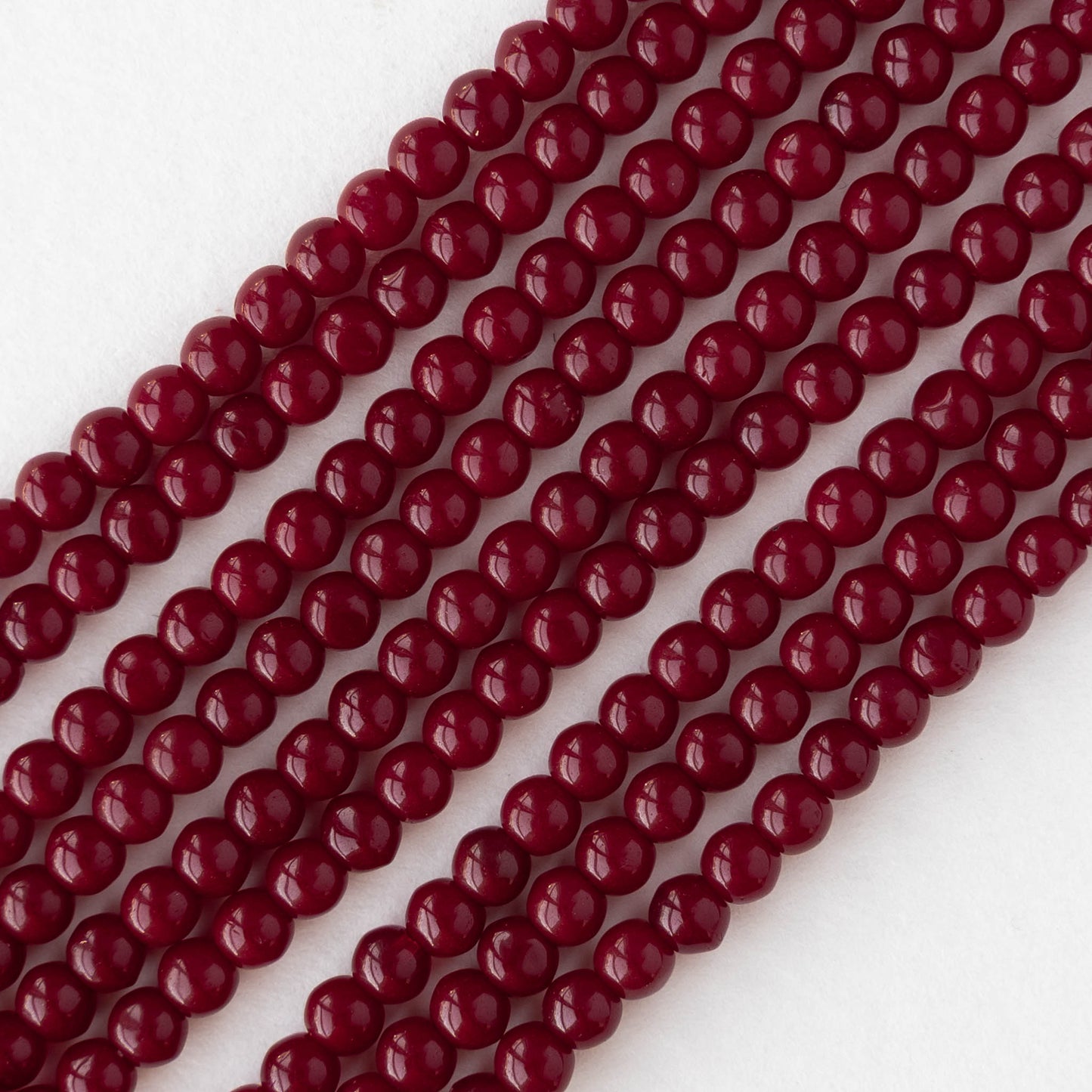4mm Round Glass Beads - Opaque Dark Red - 50 or 100 Beads