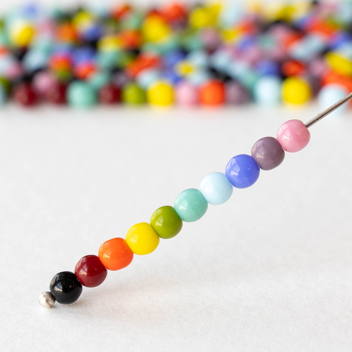 4mm Round Glass Beads - Opaque Color Mix - 100 beads