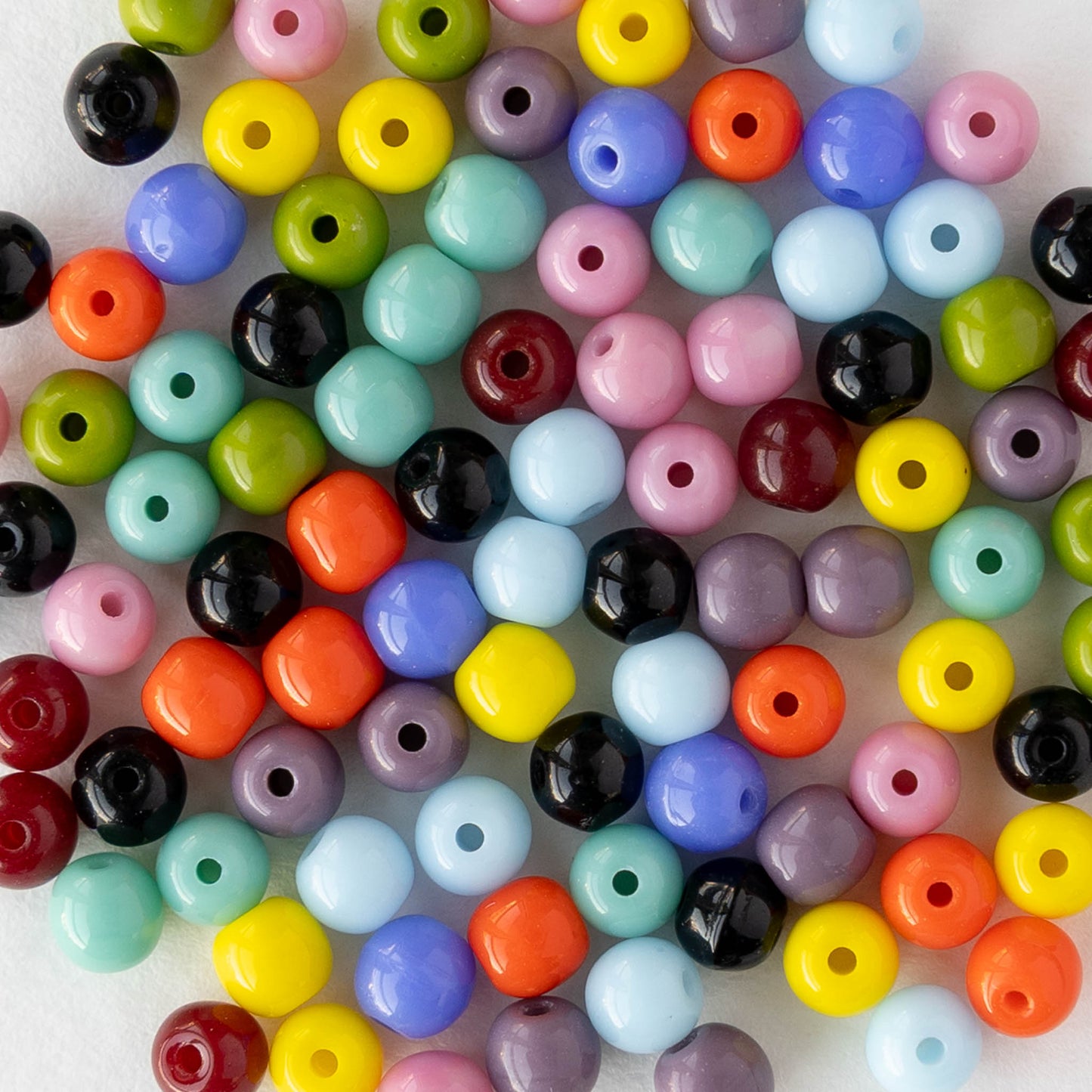 4mm Round Glass Beads - Opaque Color Mix - 100 beads