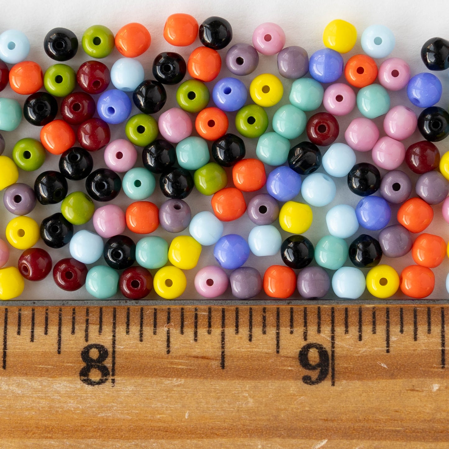 4mm Round Glass Beads - Opaque Color Mix - 100 beads