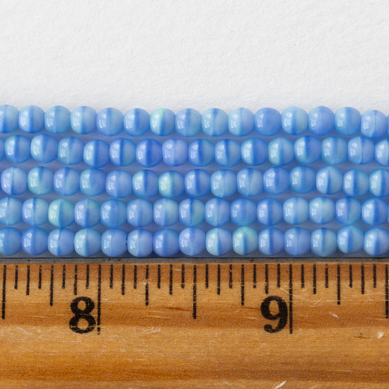 4mm Round Glass Beads - Opaque Periwinkle Seafoam - 100 Beads