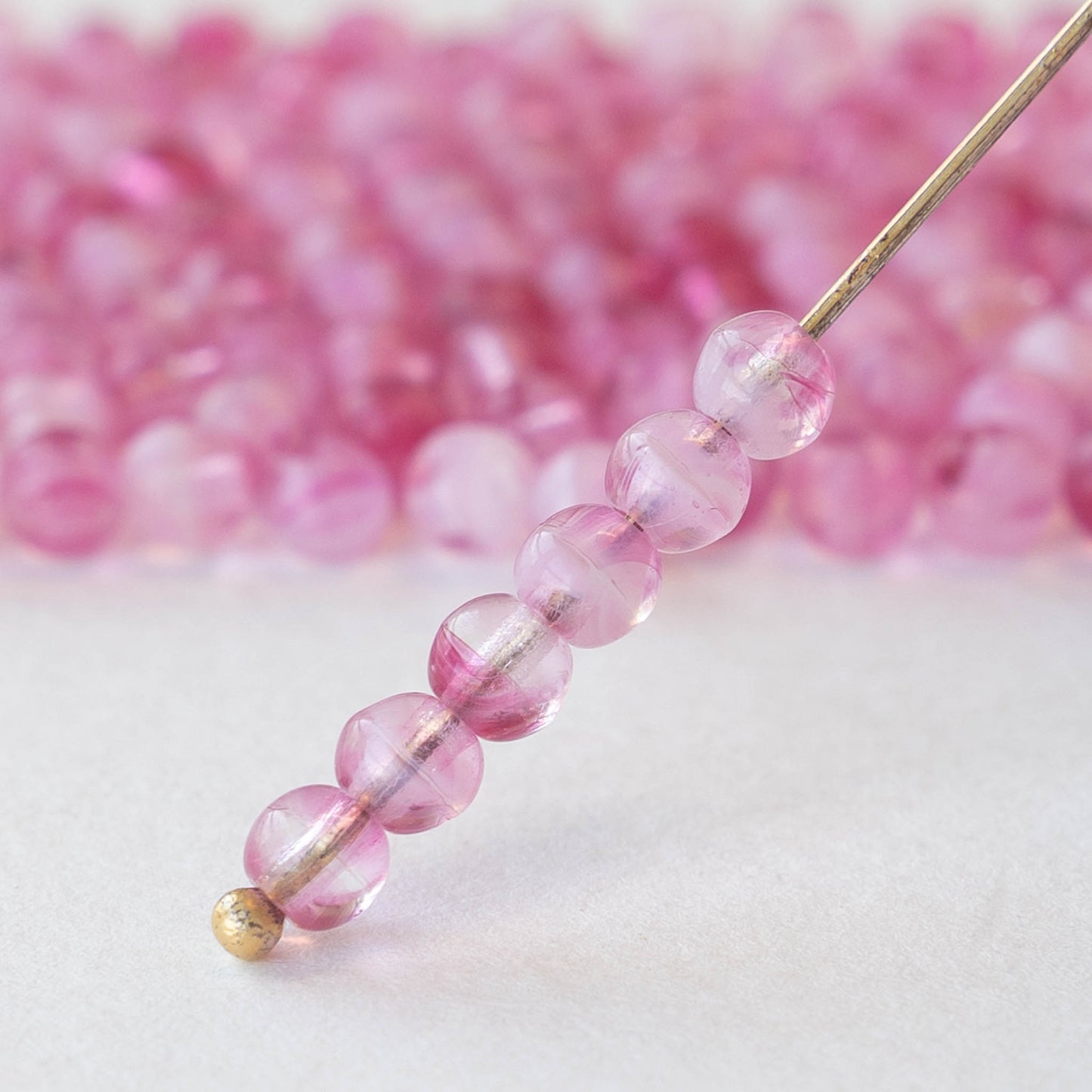 4mm Round Glass Beads - Pink Crystal Mix - 100 Beads