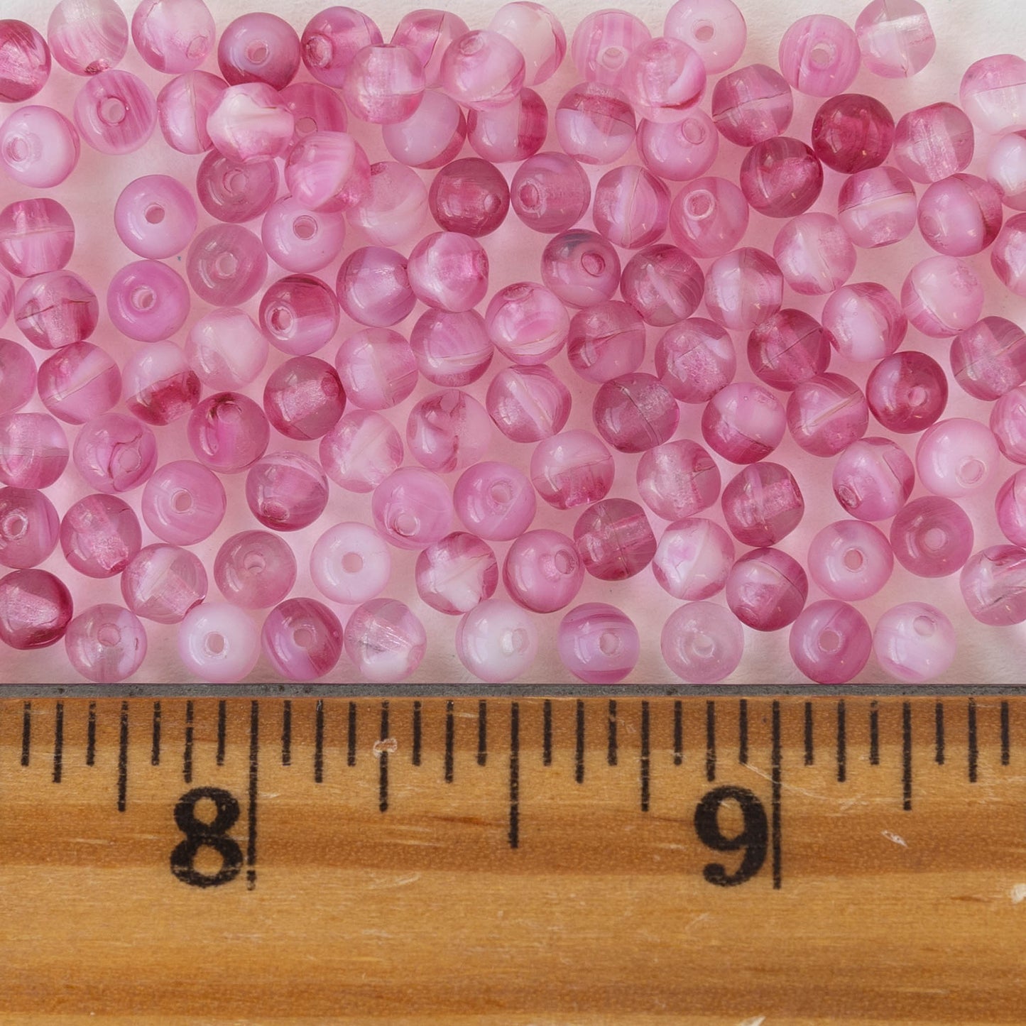 4mm Round Glass Beads - Pink Crystal Mix - 100 Beads