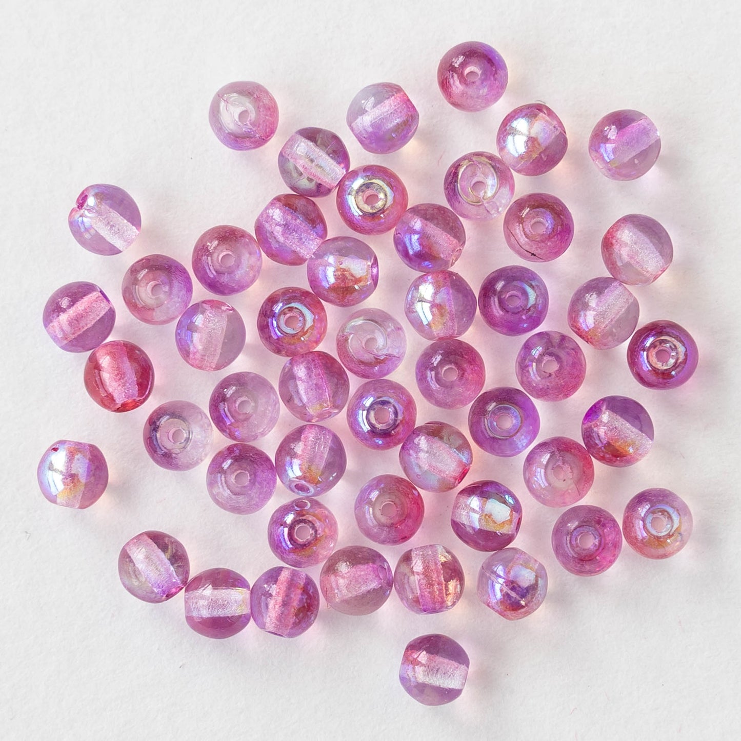Load image into Gallery viewer, 4mm Round Glass Beads - Bubbly Pink - 50 Beads
