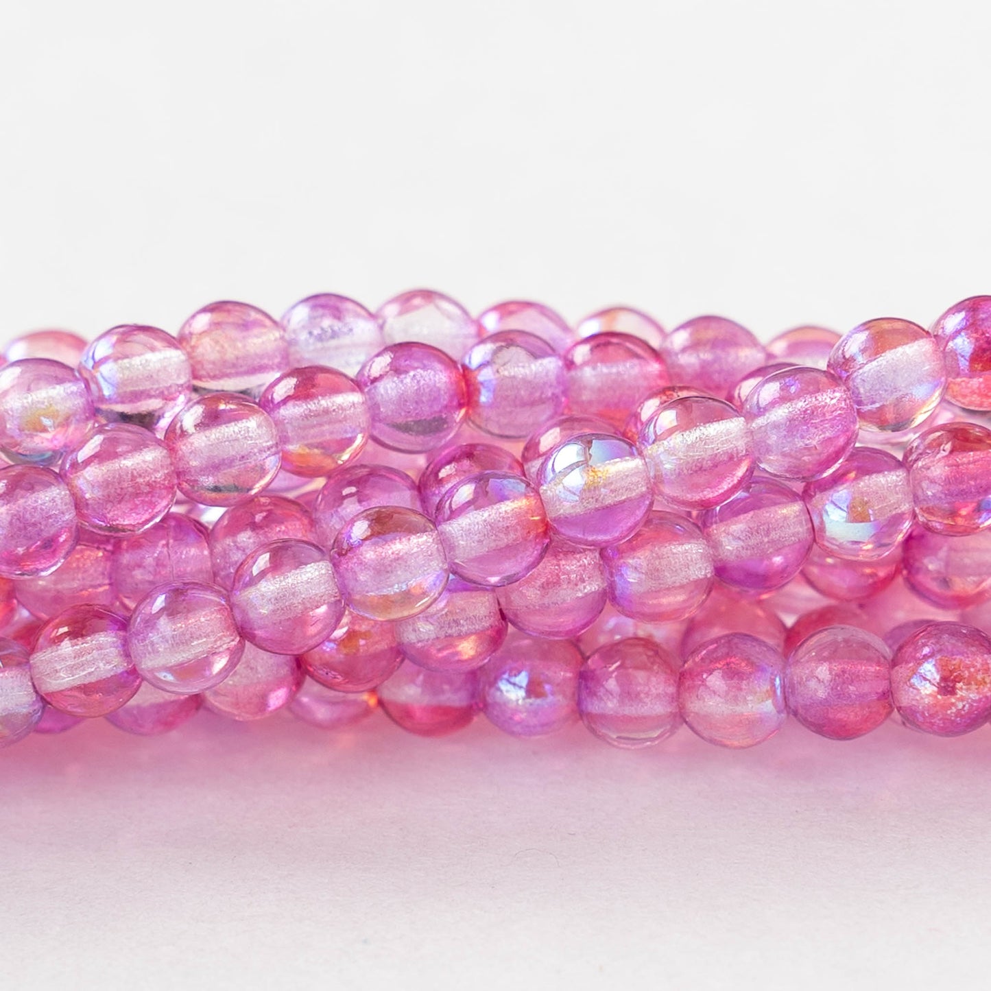 Load image into Gallery viewer, 4mm Round Glass Beads - Bubbly Pink - 50 Beads
