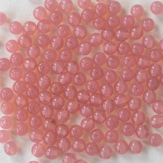 4mm Round Glass Beads - Pink Opaline- 120 Beads