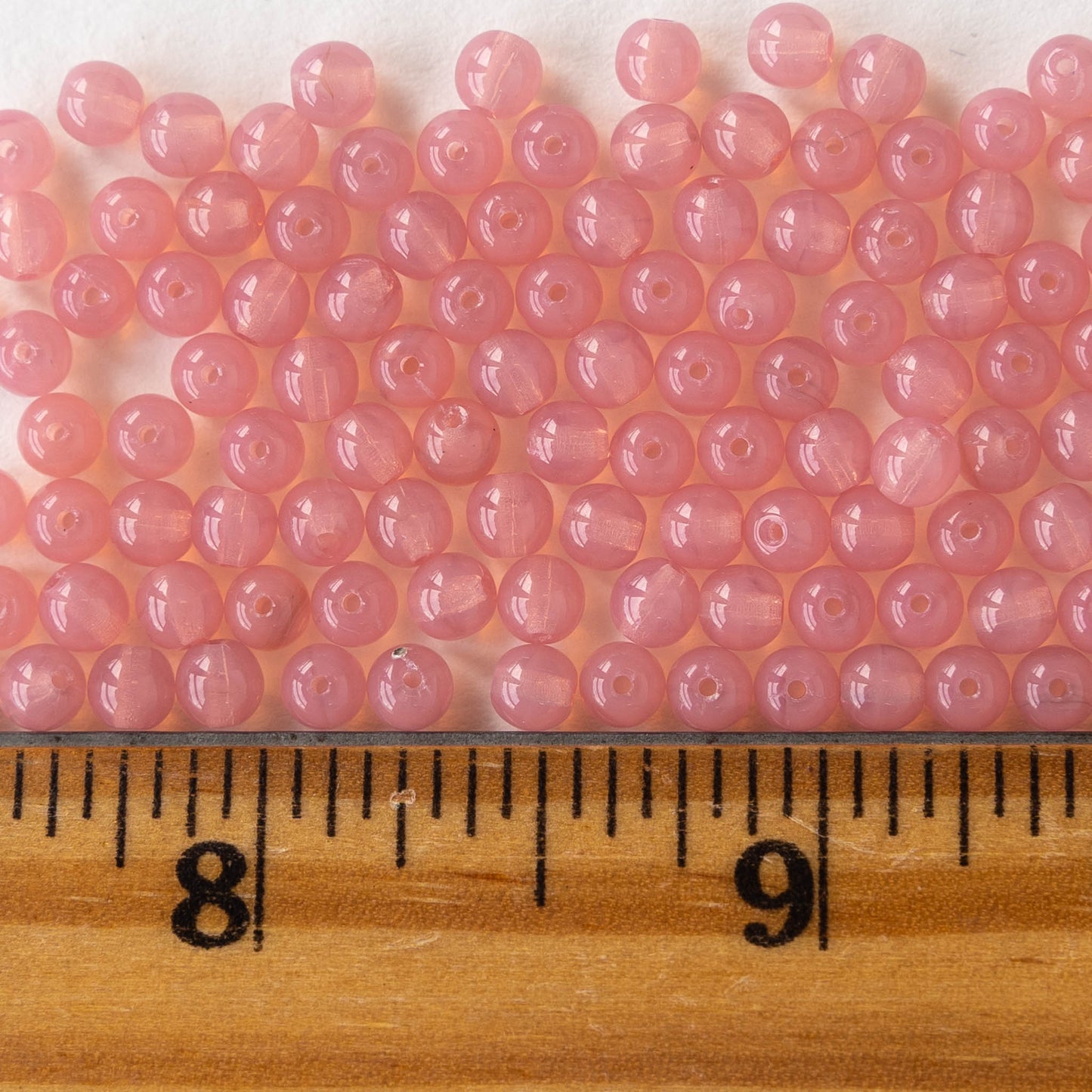 4mm Round Glass Beads - Pink Opaline- 120 Beads