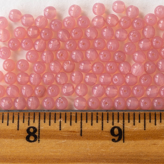 4mm Round Glass Beads - Pink Opaline- 120 Beads