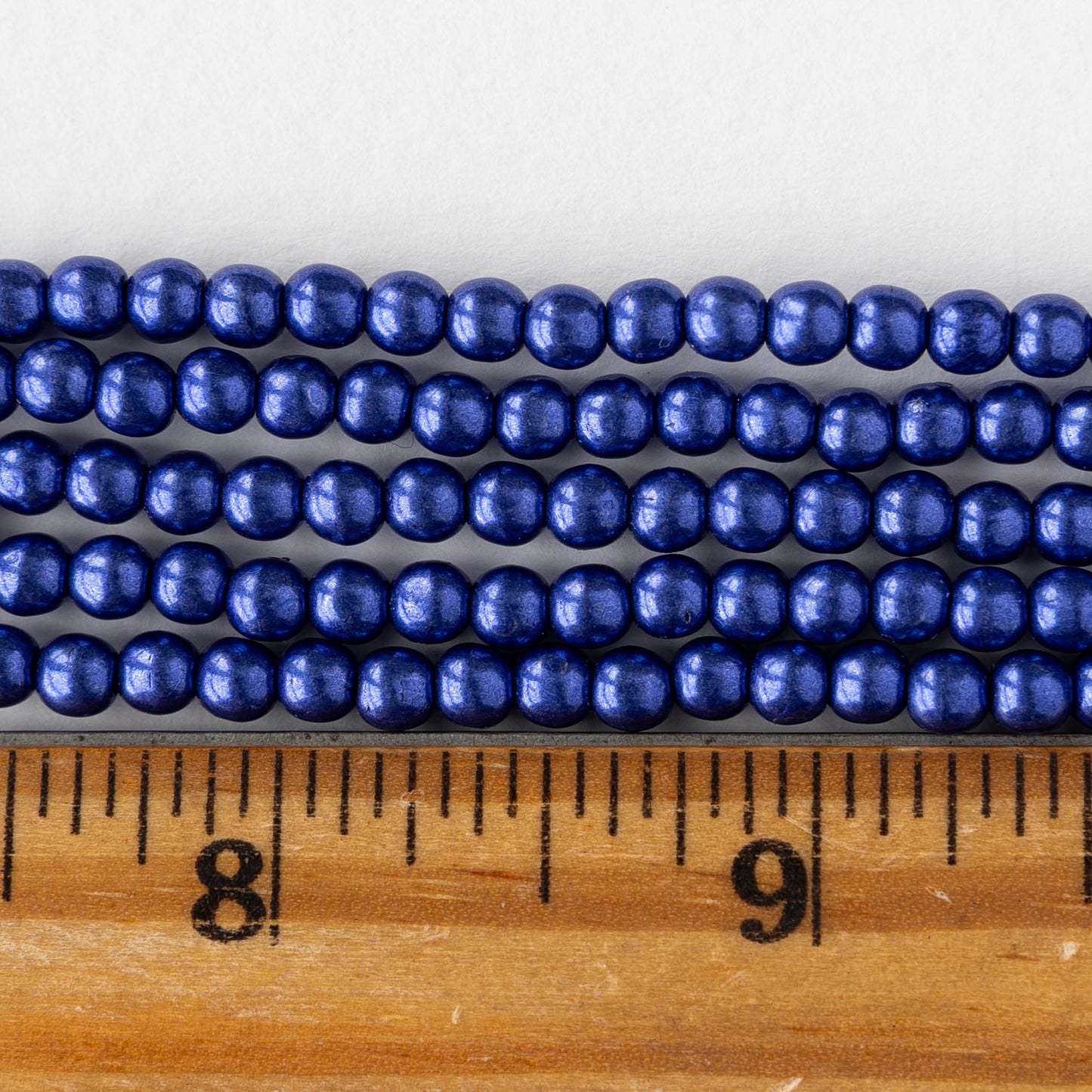 4mm Round Glass Beads - Saturated Metallic Lapis Blue - 100 bead strand