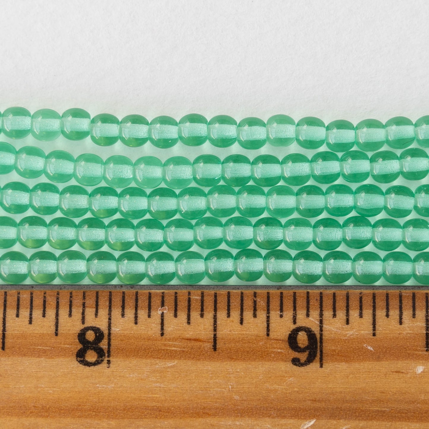 4 mm Round Glass beads Transparent Pearl Seafoam x 60 pc(s