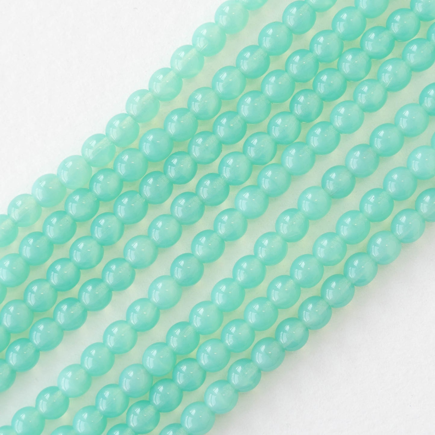 4mm Round Glass Beads - Seafoam Opaline - 50 Beads