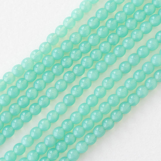 4mm Round Glass Beads - Seafoam Opaline - 50 Beads