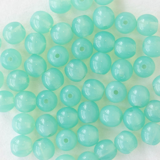 4mm Round Glass Beads - Seafoam Opaline - 50 Beads