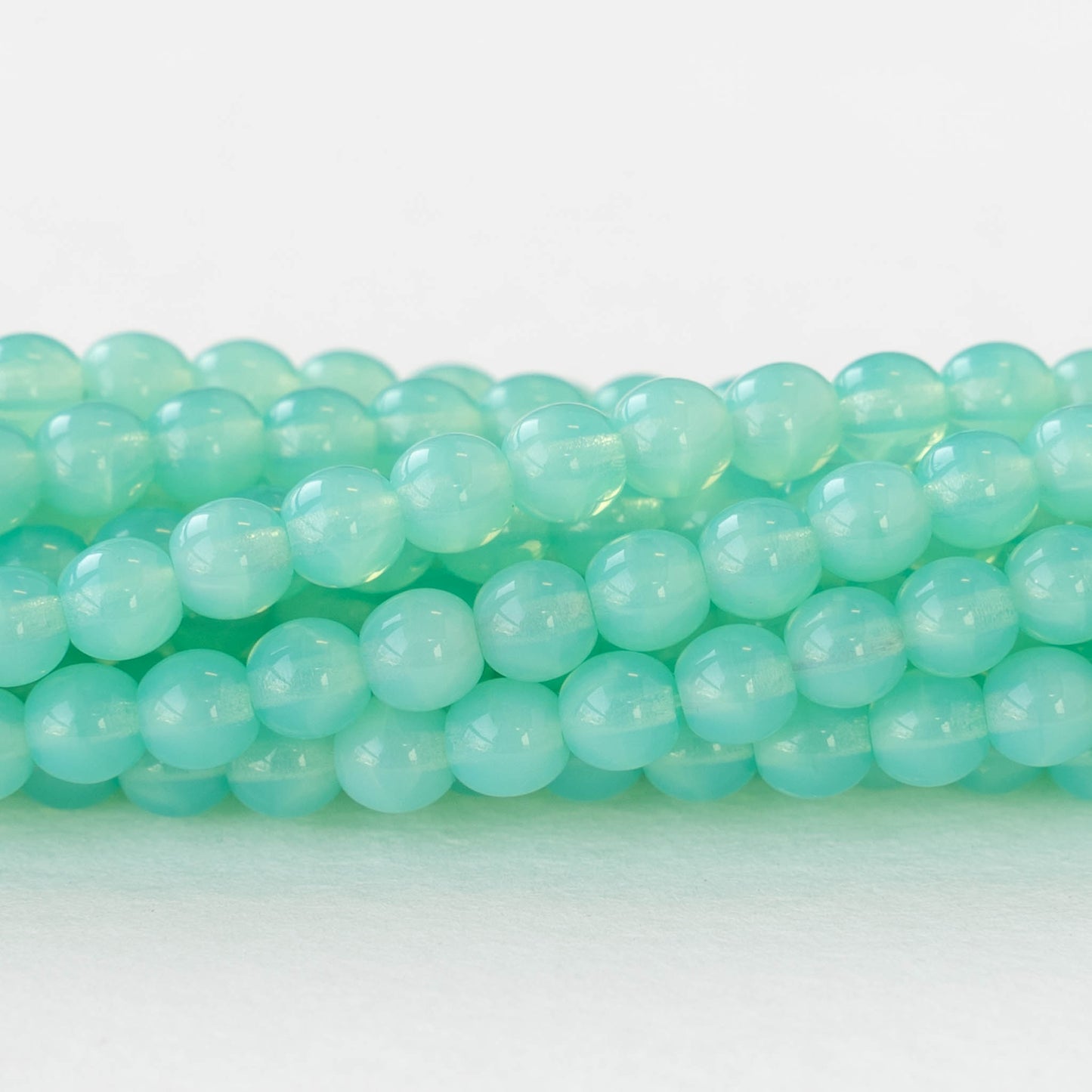 4mm Round Glass Beads - Seafoam Opaline - 50 Beads