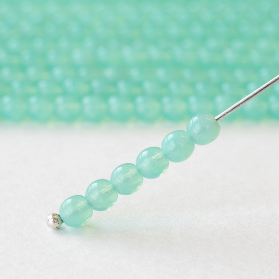 4mm Round Glass Beads - Seafoam Opaline - 50 Beads