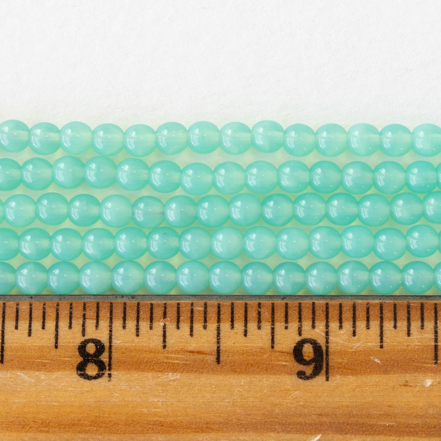 4mm Round Glass Beads - Seafoam Opaline - 50 Beads