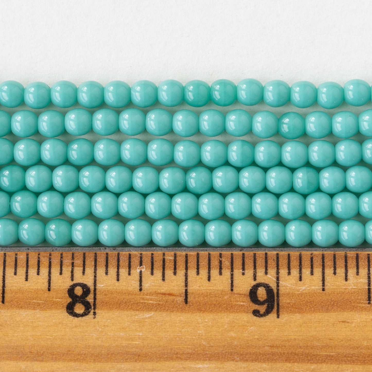 4mm Round Glass Beads - Opaque Green Turquoise - 100 Beads