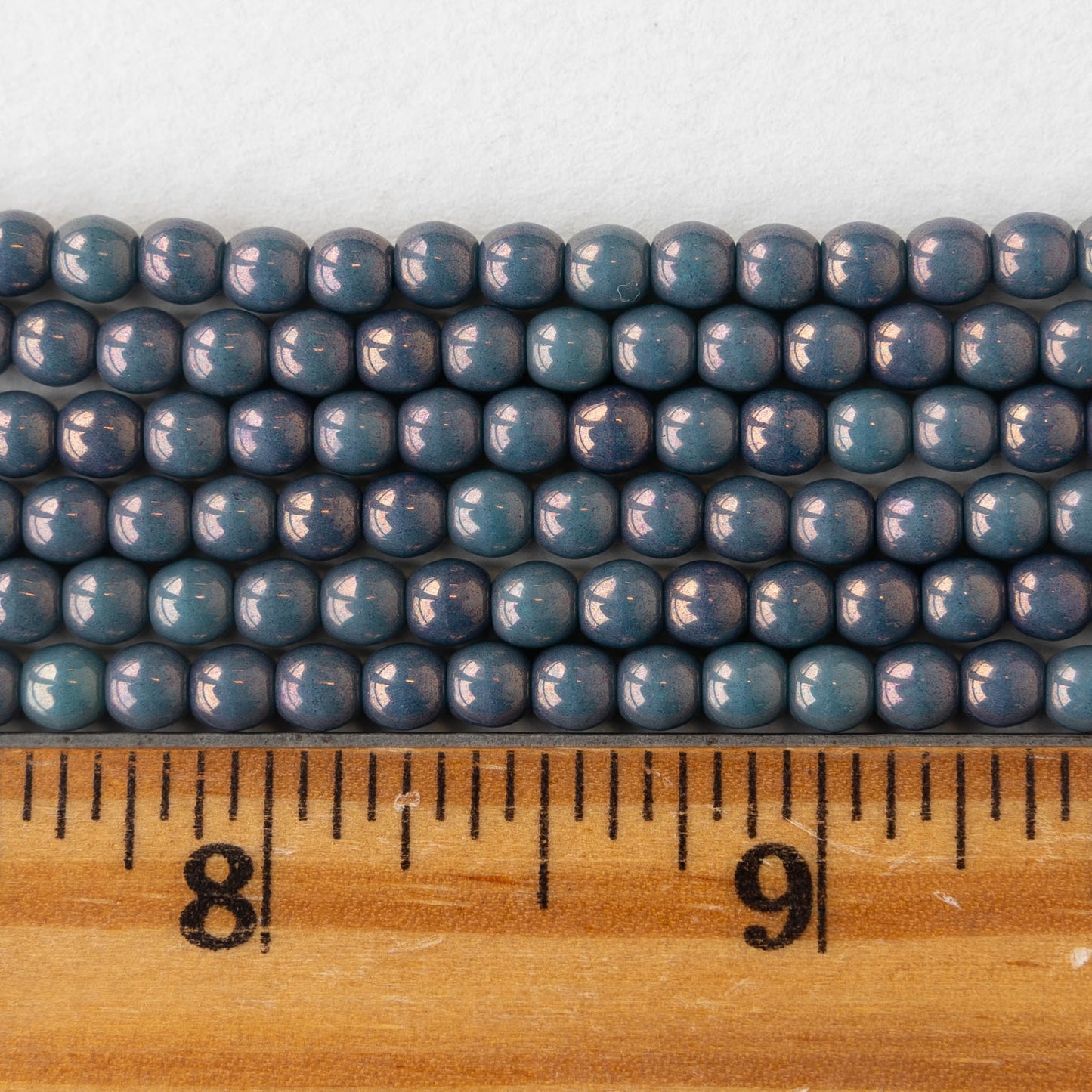 4mm Round Glass Beads - Opaque Turquoise Purple - 50 Beads