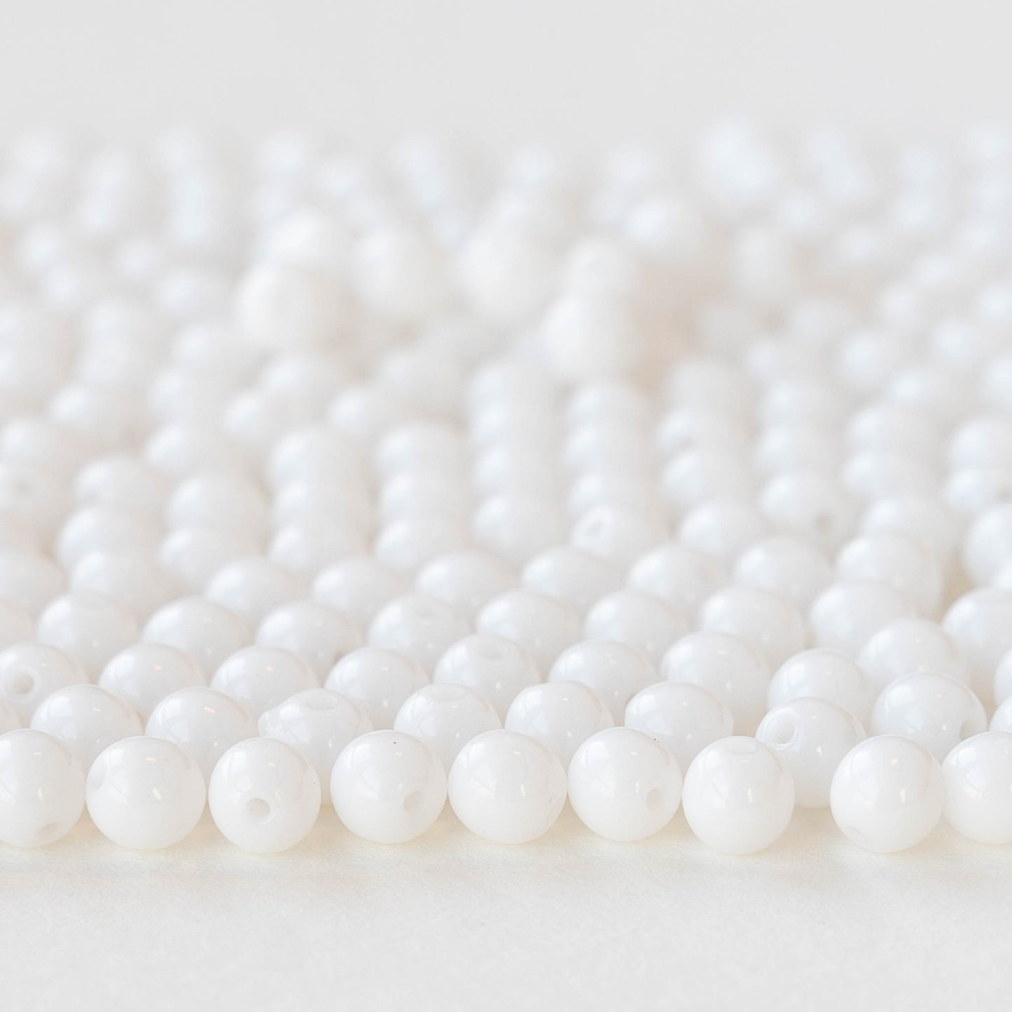 4mm Round Glass Beads - Opaque White - 100 Beads