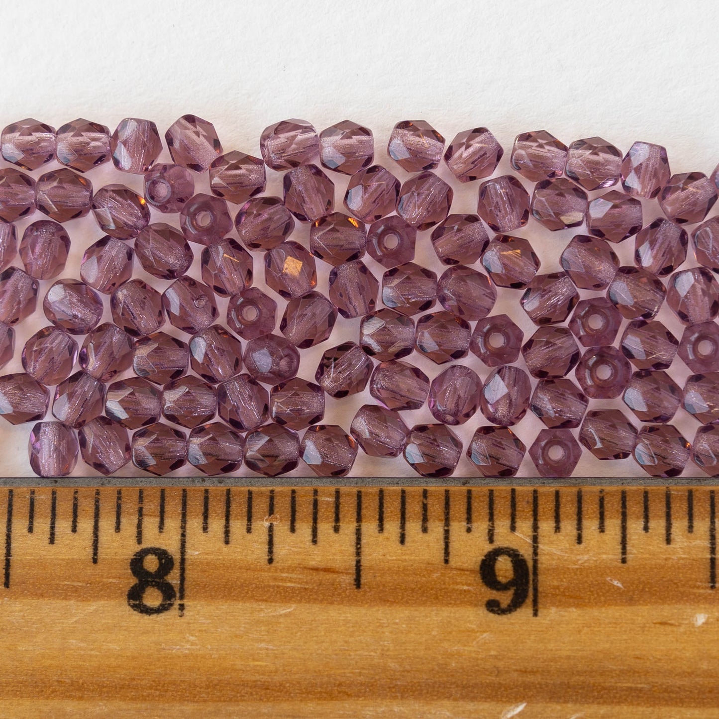 4mm Round Firepolished Beads - Amethyst - 100 Beads
