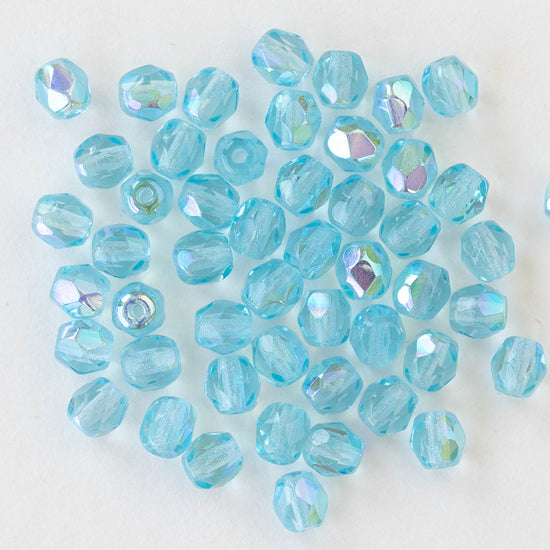 Load image into Gallery viewer, 4mm Round Beads - Aquamarine AB- 50 beads
