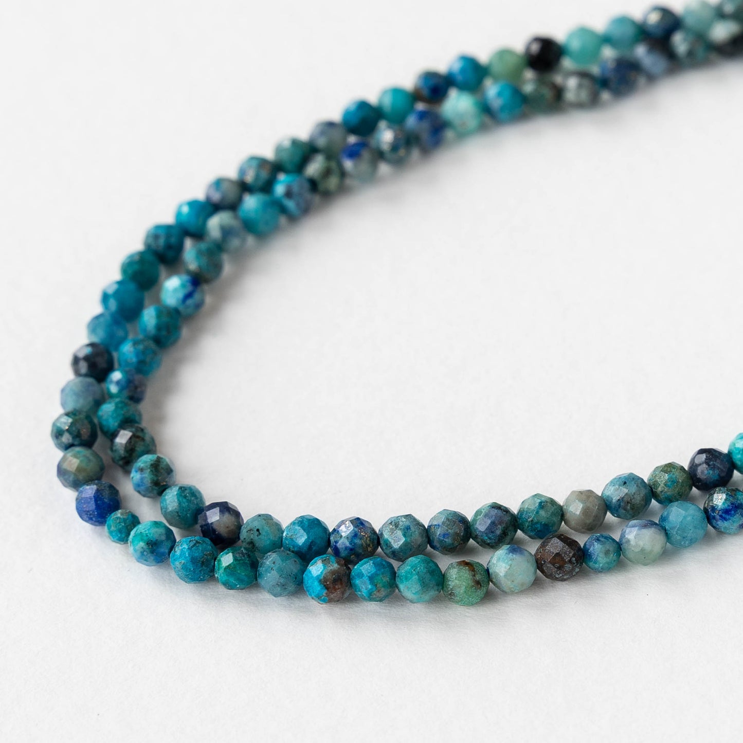 4mm Faceted Round Chrysocolla Stone Beads - Whole or Half Strand