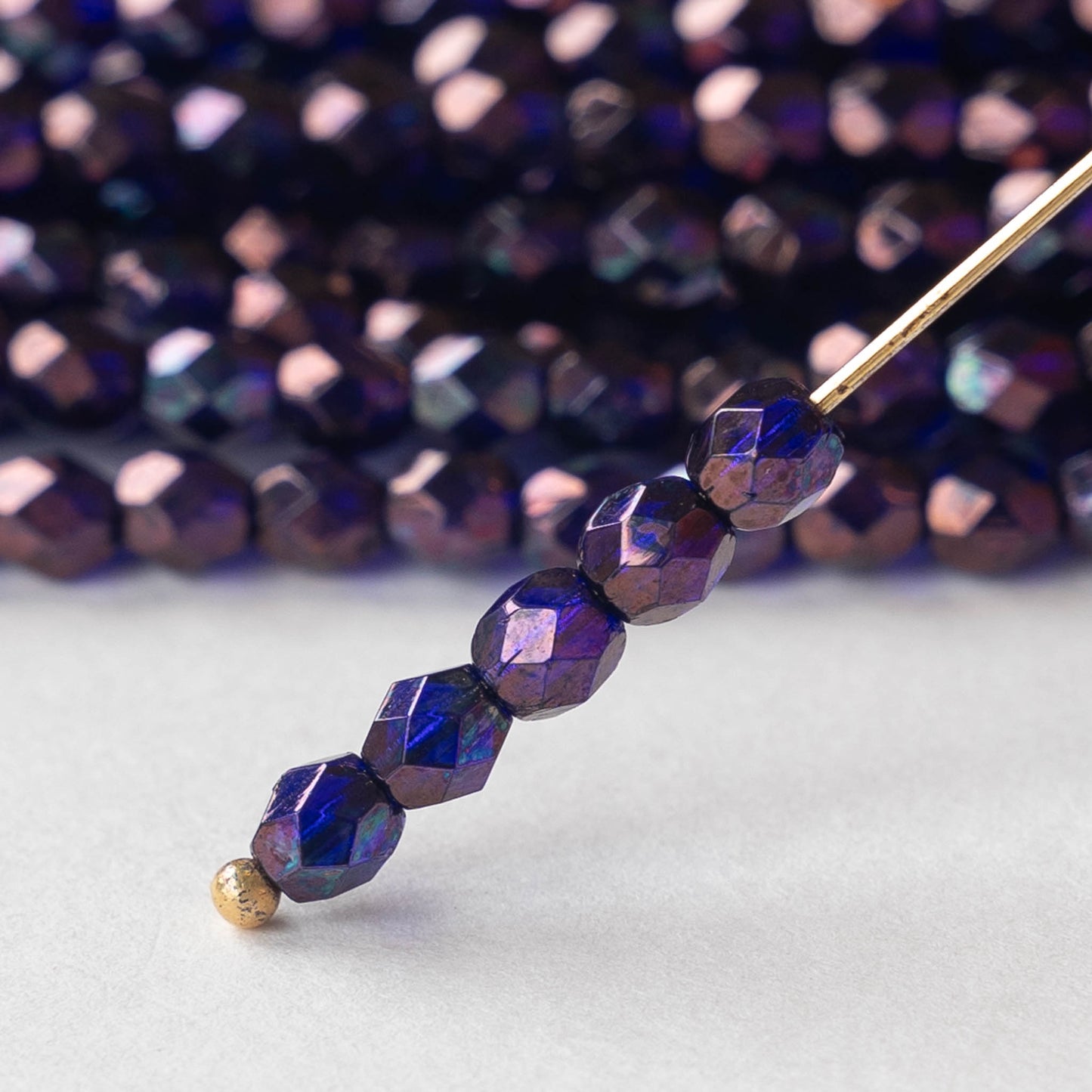 4mm Faceted Round Beads - Cobalt Blue Vega - 50 beads