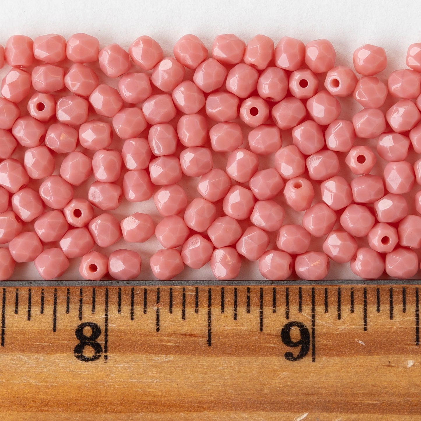 4mm Round Faceted Glass Beads - Opaque Mauve Pink- 50 Beads