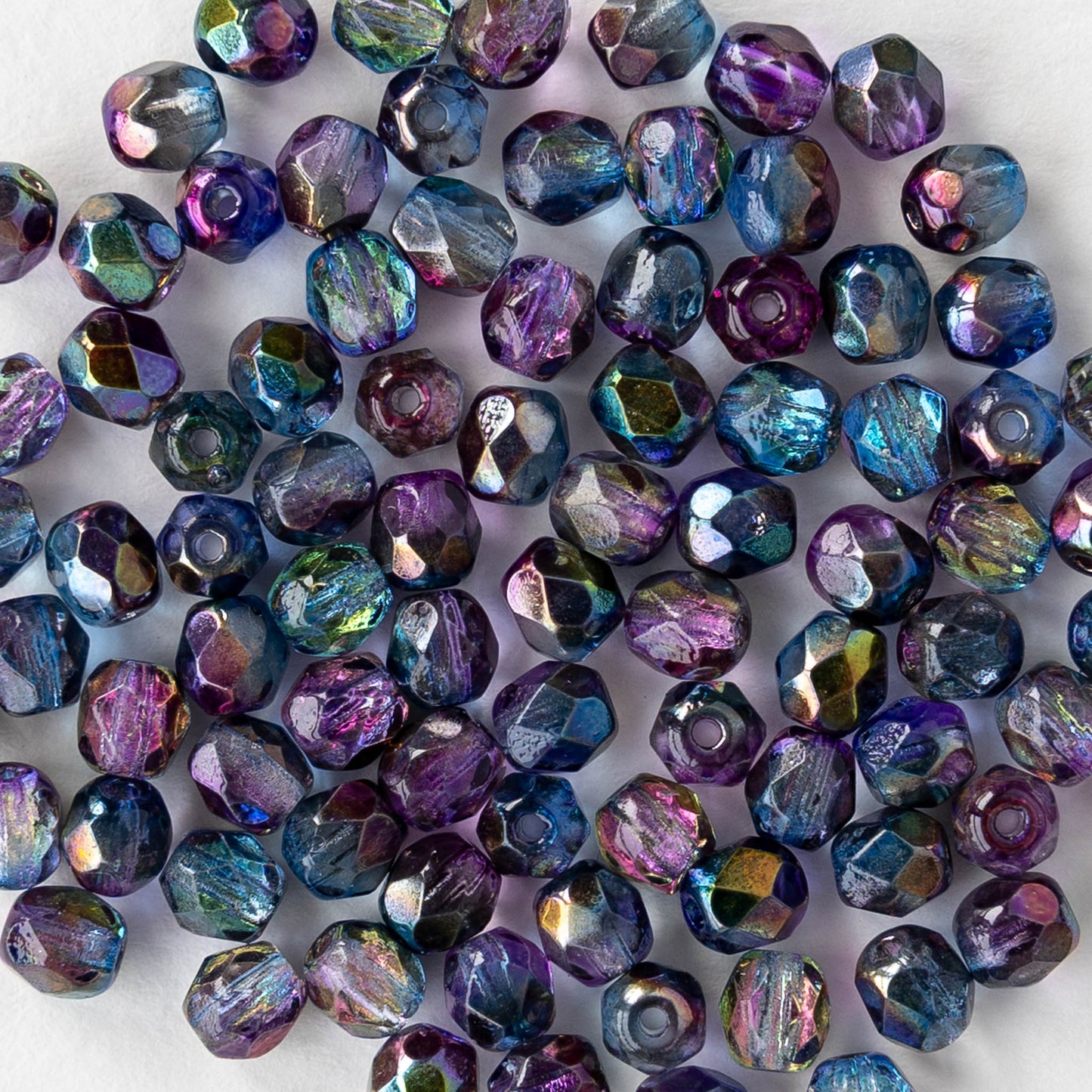 4mm Faceted Round Beads - Crystal Magic Blue - 100 beads