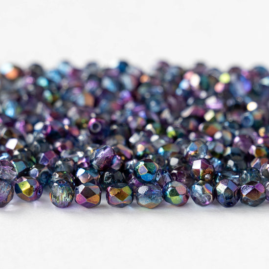 4mm Faceted Round Beads - Crystal Magic Blue - 100 beads