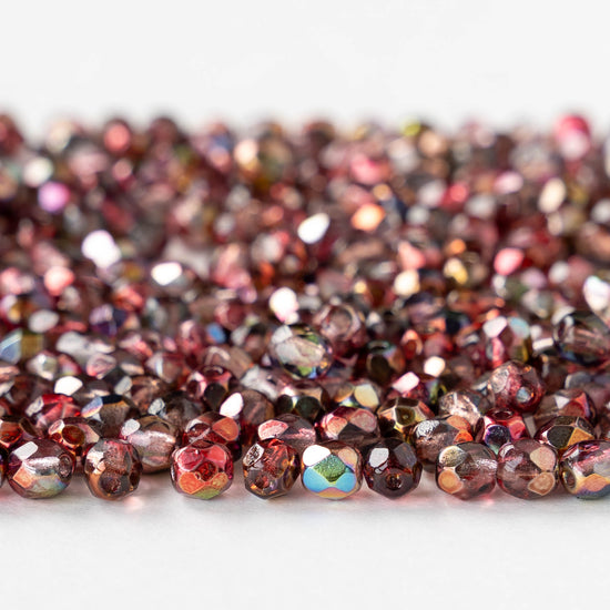 4mm Faceted Round Beads - Crystal Magic Wine  - 50 beads