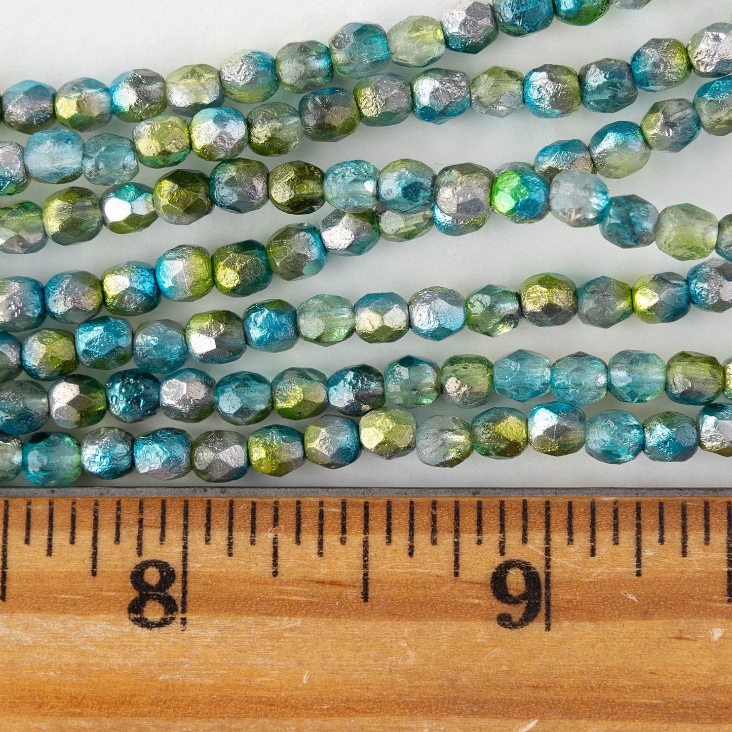 4mm Firepolished Round Beads - Etched Laguna Celestial - 50 bead strand