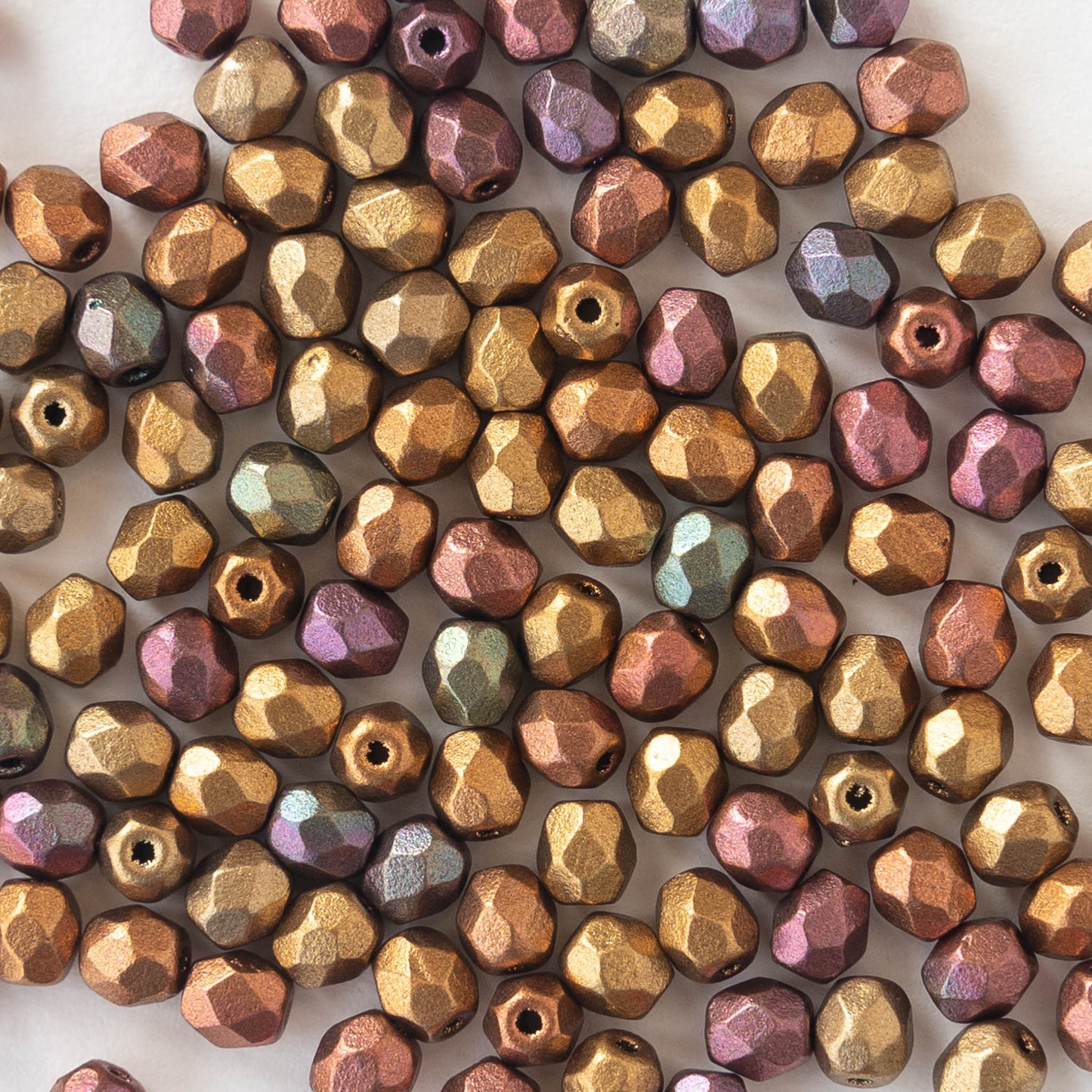 4mm Faceted Round Beads - Gold Iris Matte - 120 beads
