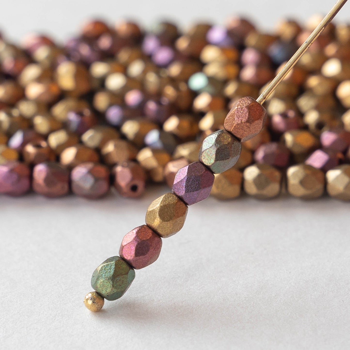 4mm Faceted Round Beads - Gold Iris Matte - 120 beads