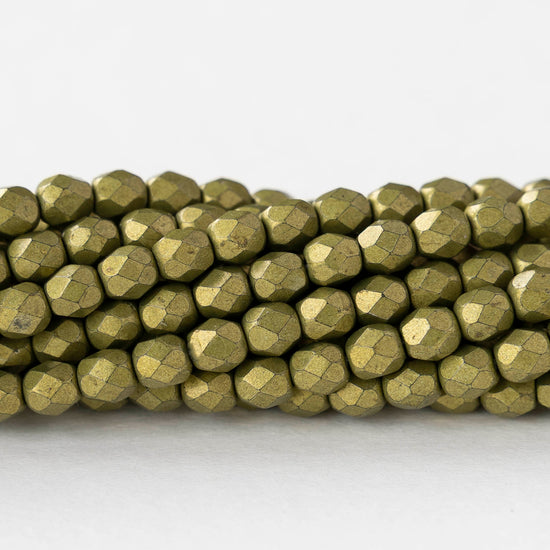 4mm Faceted Round Beads - Saturated Metallic Meadowlark - 50 beads