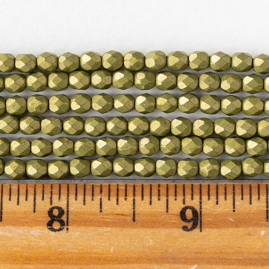 4mm Faceted Round Beads - Saturated Metallic Meadowlark - 50 beads