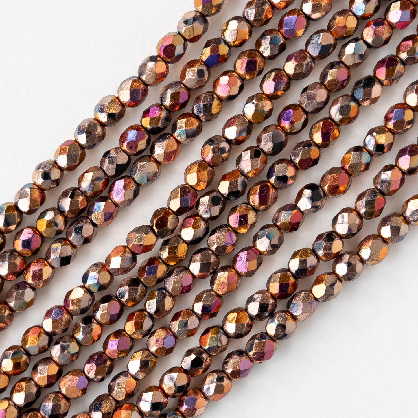 4mm Round Faceted Glass Beads - Full Jet Sliperit - 40 Beads