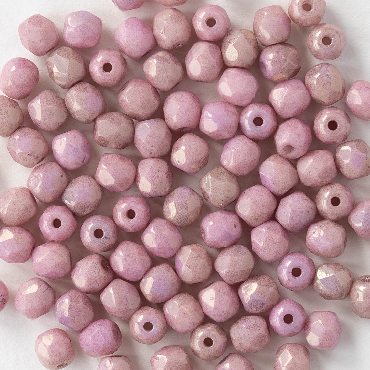 4mm Faceted Round Beads - Lila Gold Luster - 50 beads