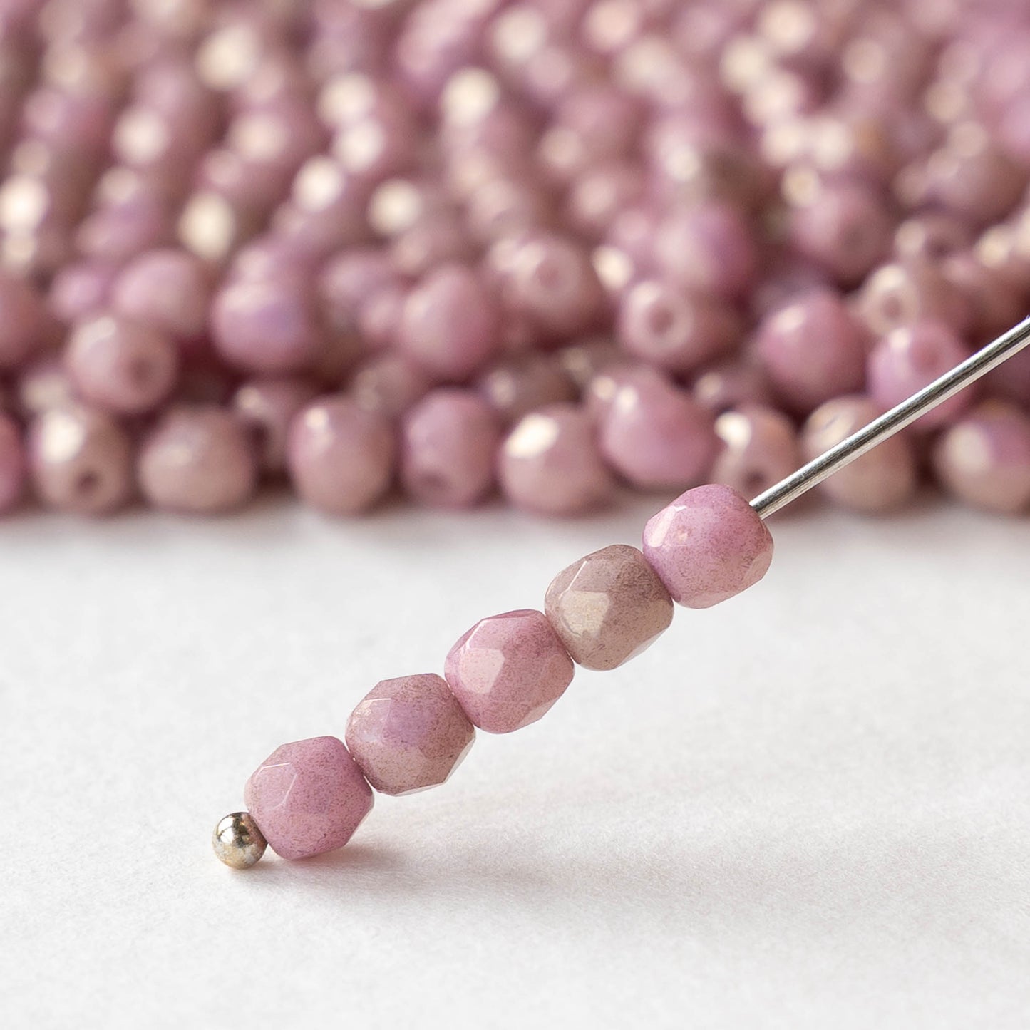 4mm Faceted Round Beads - Lila Gold Luster - 50 beads