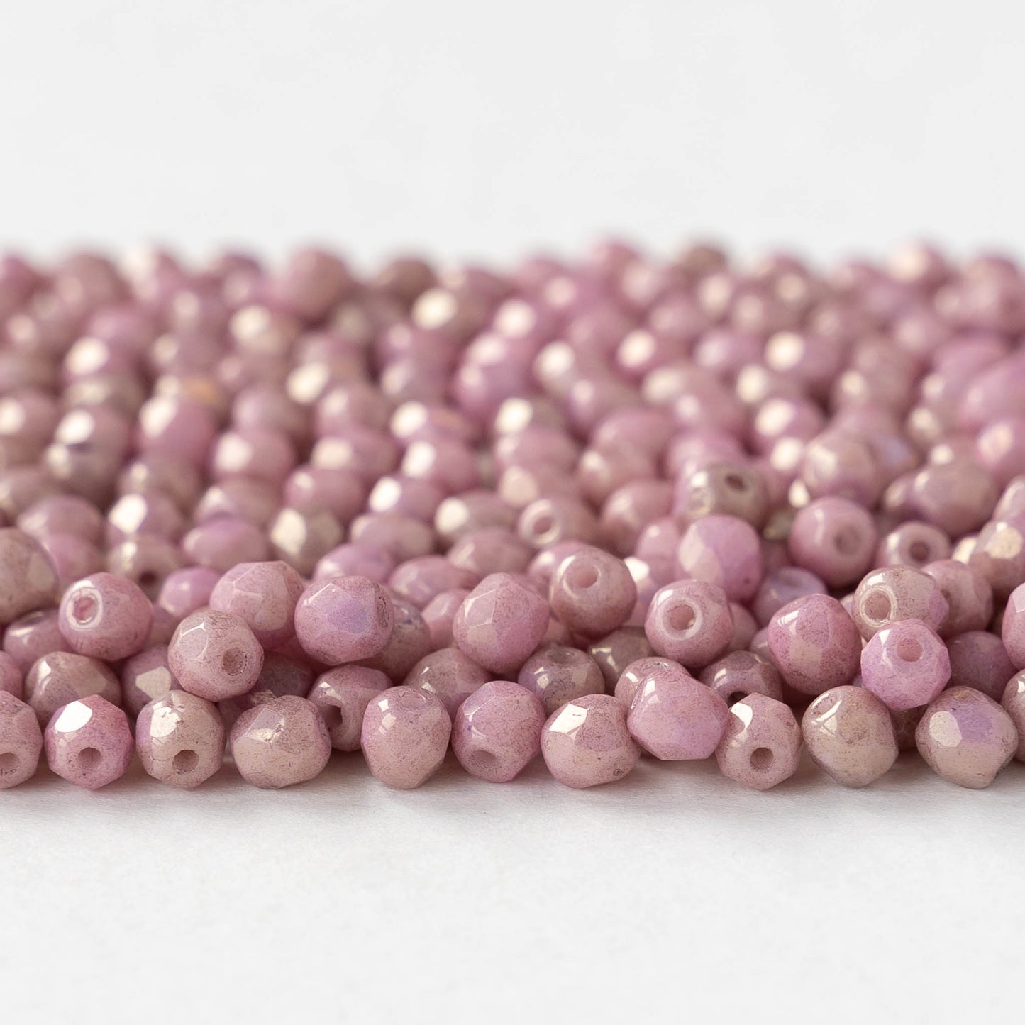 4mm Faceted Round Beads - Lila Gold Luster - 50 beads