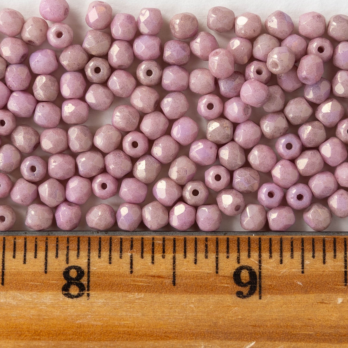 4mm Faceted Round Beads - Lila Gold Luster - 50 beads